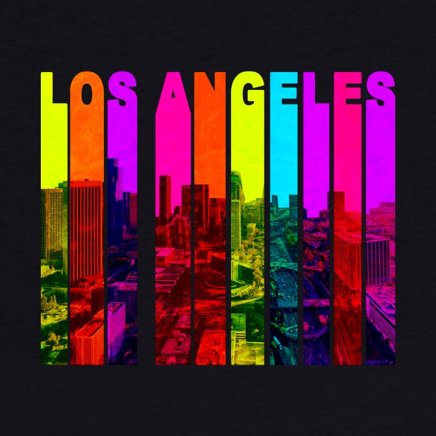 Retro Los Angeles California Cityscape Skyline by phughes1980